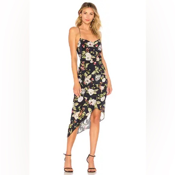 Alice + Olivia Reena Open Back Floral Midi Dress – Hazy Sapphire – Size 12 - Picture 2 of 10